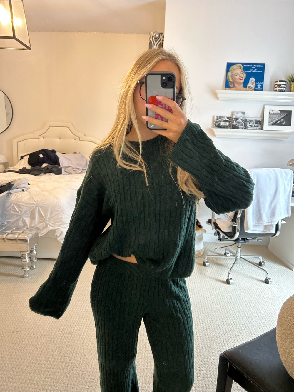 GAP Forest Green Cable Knit Crewneck Sweater